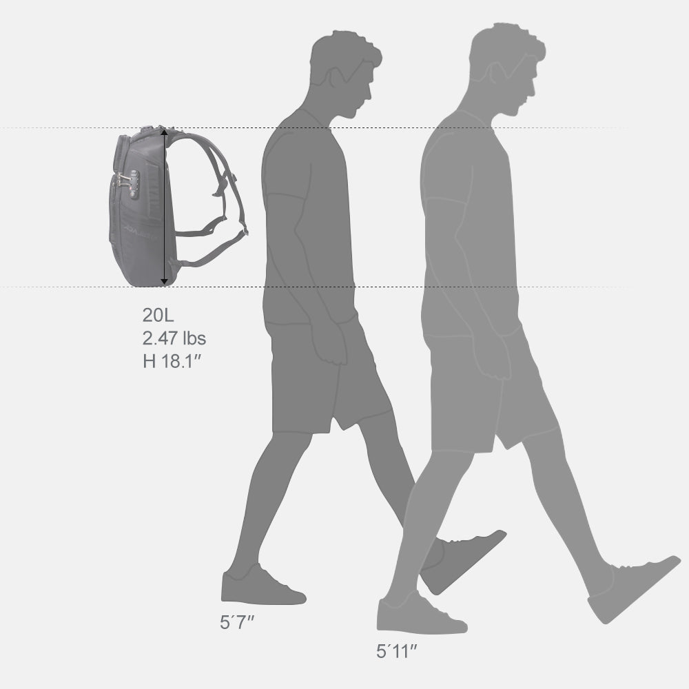 20L light backpack size guide